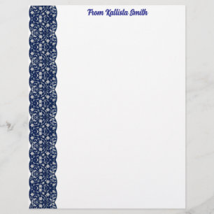 En-tête De Lettre Bordure vintage bleue et blanche