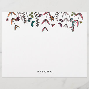 En-tête De Lettre Botanique Illustré Personnalisé Floral