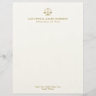 En-tête De Lettre BUREAU DU DROIT | Or élégant