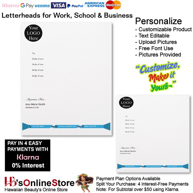 En-tête De Lettre Business Blue Logo Company Name Signature  (Business Blue Logo Company Name Signature Letterhead.)