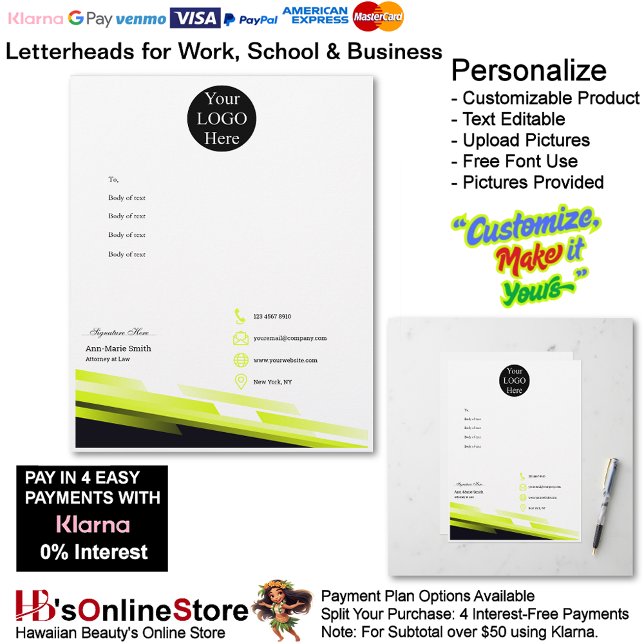 En-tête De Lettre Business Electric Lime Logo Company Name Signature (Business Electric Lime Logo Company Name Signature Letterhead.)