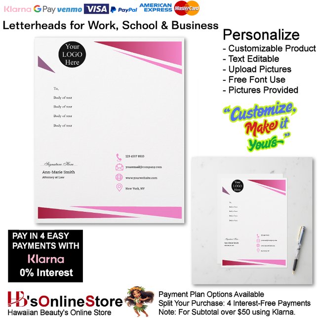 En-tête De Lettre Business Pink Logo Company Name Signature (Business Pink Logo Company Name Signature Letterhead.)