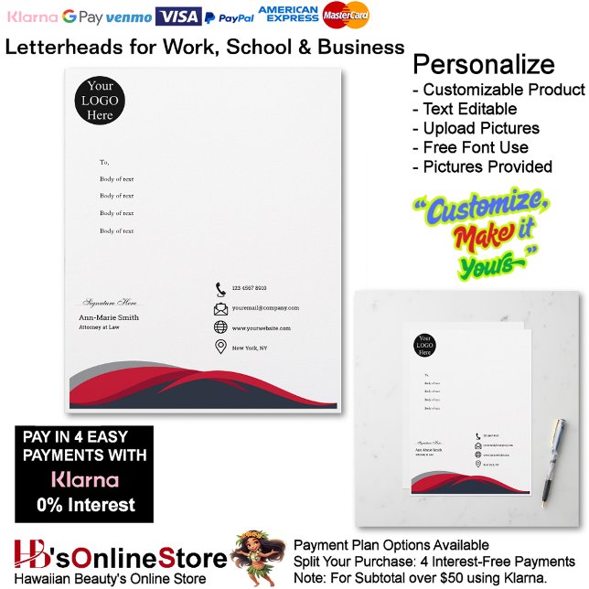 En-tête De Lettre Business Red Black Gray Logo Company Signature (Business Red Black Gray Logo Company Signature Letterhead.)