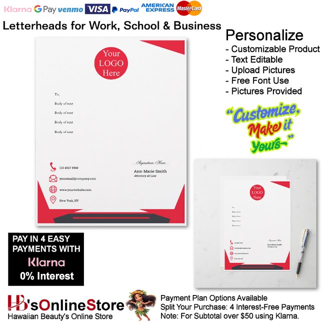 En-tête De Lettre Business Red Black Logo Company Name Signature (Business Red Black Logo Company Name Signature Letterhead.)