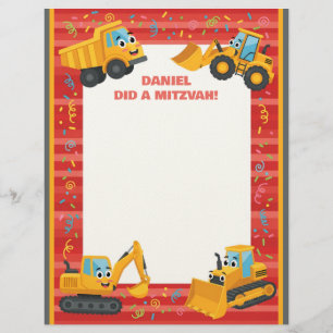 En-tête De Lettre Camions de construction Rouge Nom personnalisé Mit