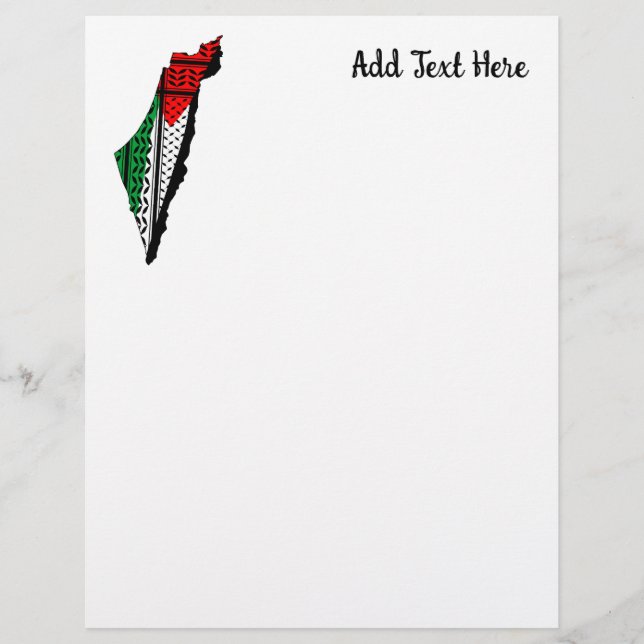En-tête De Lettre Carte de Palestine avec drapeau et Motif Keffiyeg (Devant)