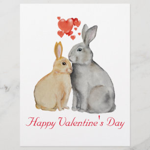 En-tête De Lettre Carte postale lapin mignonne de la Saint-Valentin