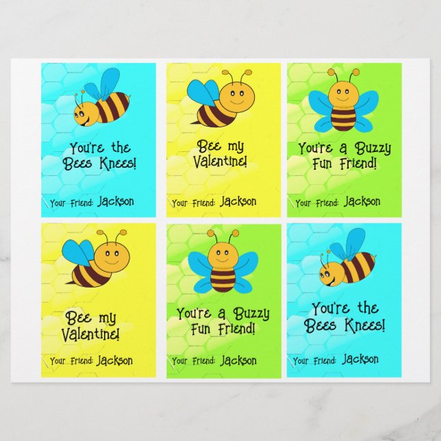 En-tête De Lettre Cartes de classe d'abeilles 6 Personnaliser le nom (Devant)