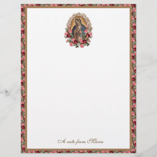 En-tête De Lettre Catholic Virgin Mary Guadalupe Roses Stationery