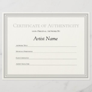 En-tête De Lettre Certificat d'authenticité en argent papier