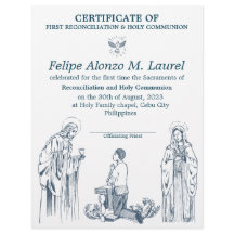 Certificat de première communion pour garçons