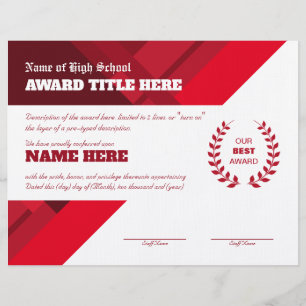 En-tête De Lettre Certificat de reconnaissance RED SPORTS