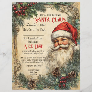 En-tête De Lettre Certifications de la Liste Sage de Santa