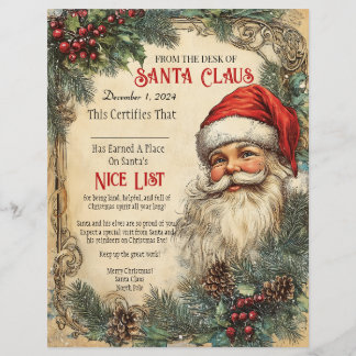 En-tête De Lettre Certifications de la Liste Sage de Santa