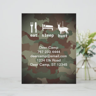 En-tête De Lettre Chasse au sommeil Chasse au Camouflage Invitations