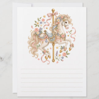 En-tête De Lettre Cheval de carrousel mignon Art vintage 