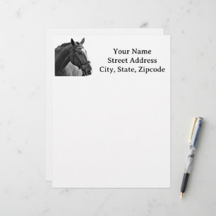 En-tête De Lettre Cheval moderne noir et blanc