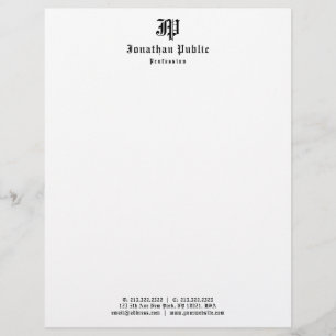 En-tête De Lettre Chic personnalisé décoré d'un monogramme de