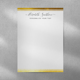 En-tête De Lettre Chic Simple Minimal Blanc Gold Papier à lettres pe
