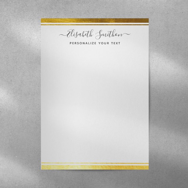 En-tête De Lettre Chic Simple Minimal Blanc Gold Papier à lettres pe (Créateur téléchargé)