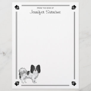En-tête De Lettre Chien De Papillon Noir Et Blanc Avec Patrouilles E