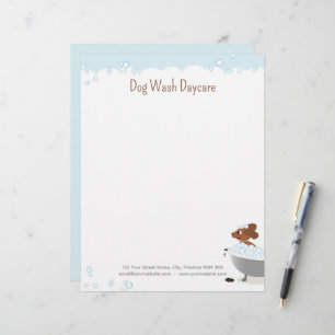 En-tête De Lettre Chien Wash Garderie Whimsical mignon Lettons drôle
