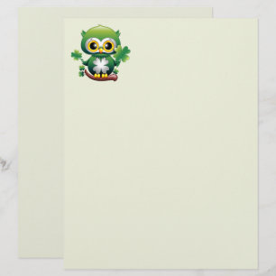 En-tête De Lettre Chouette bébé mignon St Patrick dessin animé