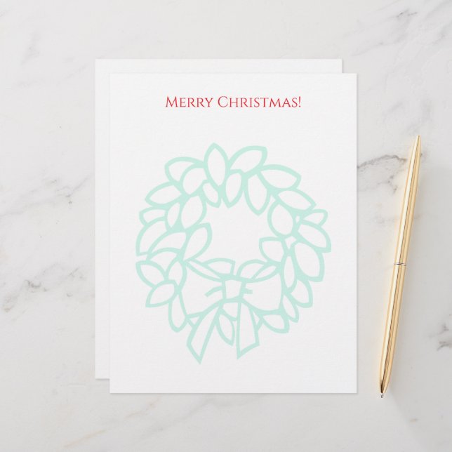 En-tête De Lettre Christmas letterhead with elegant wreath watermark (Devant/Arrière en situation)