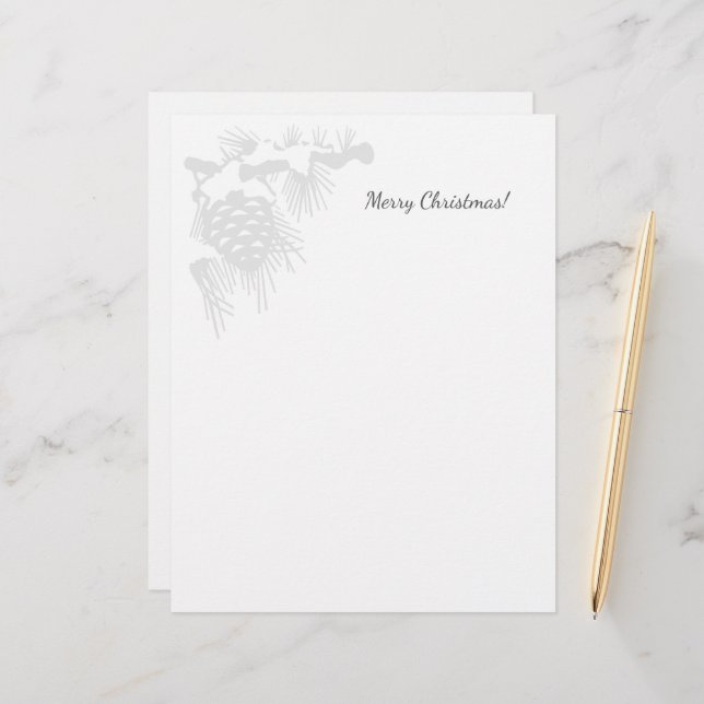 En-tête De Lettre Christmas letterhead with snowy pine cone logo (Devant/Arrière en situation)