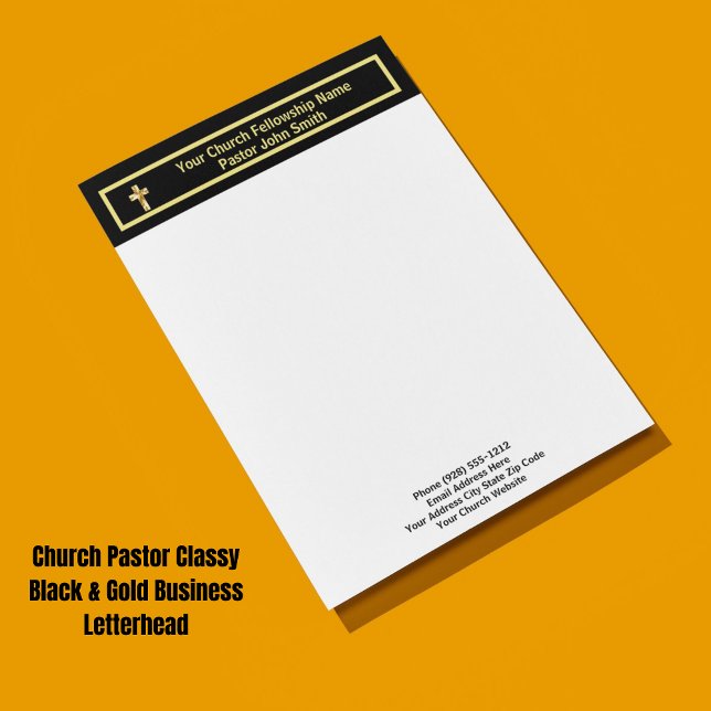 En-tête De Lettre Church Pastor Classy Black Business (Créateur téléchargé)
