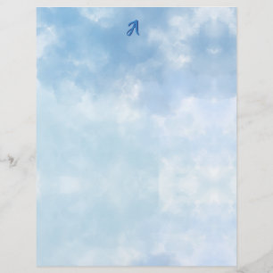 En-tête De Lettre Ciel Bleu Doux Nuage Aquarelle