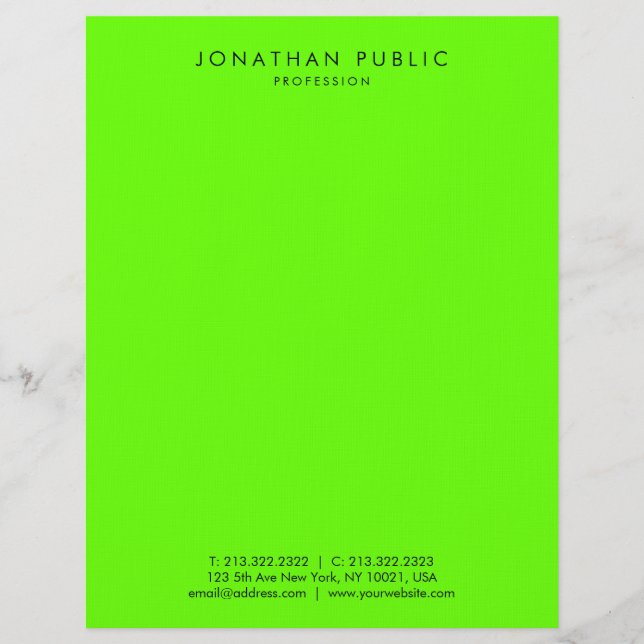 En-tête De Lettre Clair brillant Neon Vert moderne Simple Modèle (Devant)