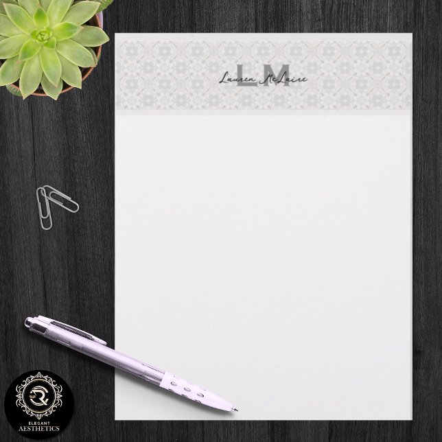 En-tête De Lettre Classic Spanish Tile Monogram Branding (Classic Spanish Tile Monogram Branding Letterhead)