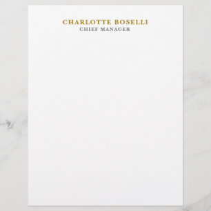 En-tête De Lettre Classique Minimaliste Professionnel Couleur Or