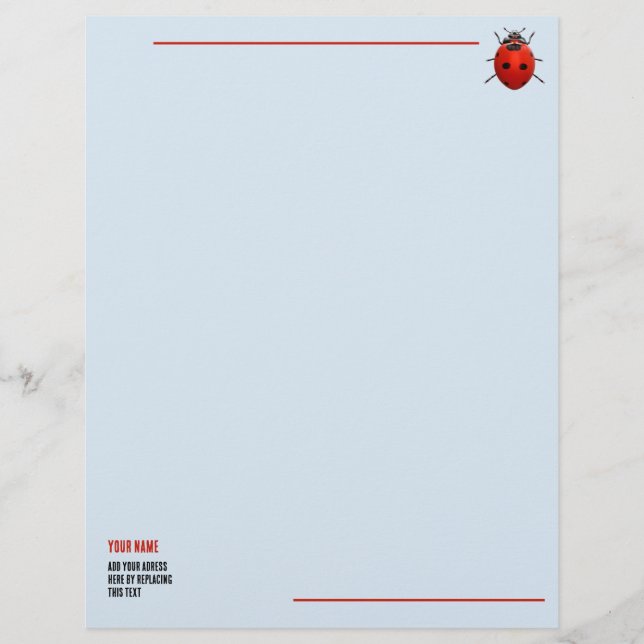 En-tête De Lettre Coccinelle Chanceuse (Devant)
