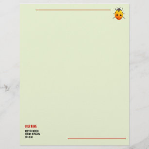 En-tête De Lettre Coccinelle jaune Nom et adresse personnalisés