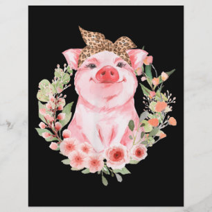 En-tête De Lettre Cochon Avec Bandeau Léopard Fleur Cochon Mélange
