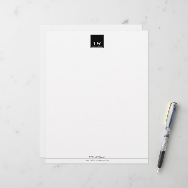En-tête De Lettre Concepteur de mode Noir (Devant/Arrière en situation)