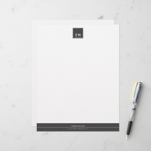 En-tête De Lettre Concepteur de mode Noir (Devant/Arrière en situation)