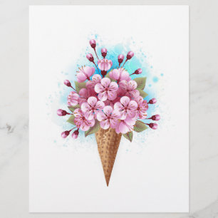 En-tête De Lettre Cône rose Sakura crème glacée gaufre