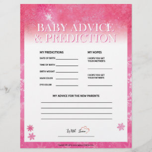 En-tête De Lettre Conseils et prédiction pour bébé [rose neigeux]