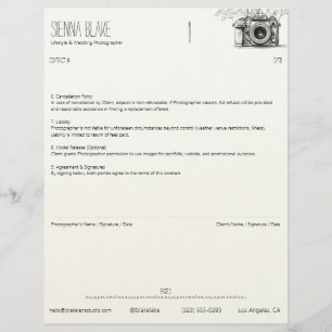 En-tête De Lettre Contrat de photographe à la caméra botanique – Pag