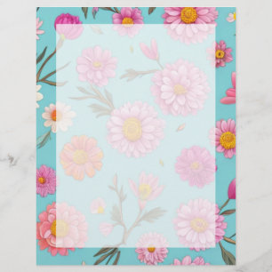 En-tête De Lettre Cottage noyau floral blanc marguerites fleurs rose