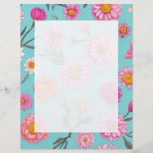 En-tête De Lettre Cottage noyau floral blanc marguerites fleurs rose