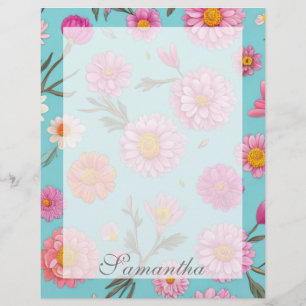 En-tête De Lettre Cottage noyau floral blanc marguerites fleurs rose