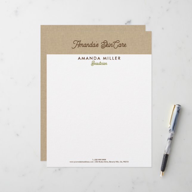 En-tête De Lettre Couleur naturelle texture de ligne classique (Devant/Arrière en situation)