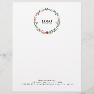 En-tête De Lettre Courrier de Noël - Logo d'entreprise personnalisé