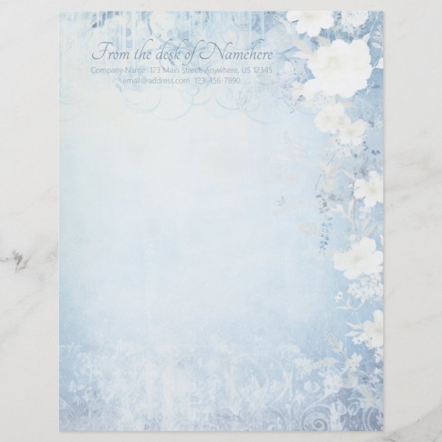 En-tête De Lettre Create Your Own Blue Shabby Chic Apple Blossoms (Devant)