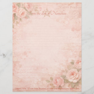 En-tête De Lettre Créez vos propres roses pêche shabby chic