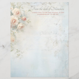 En-tête De Lettre Créez vos propres roses pêche shabby chic bleues